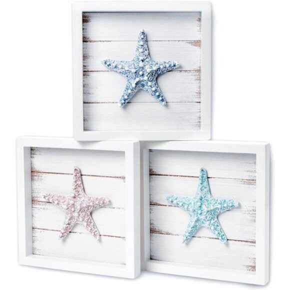 Beach Decor Starfish Wall ArtCoastal 3D Seashell Decor, Beach Wall Decor - Picture 1 of 8